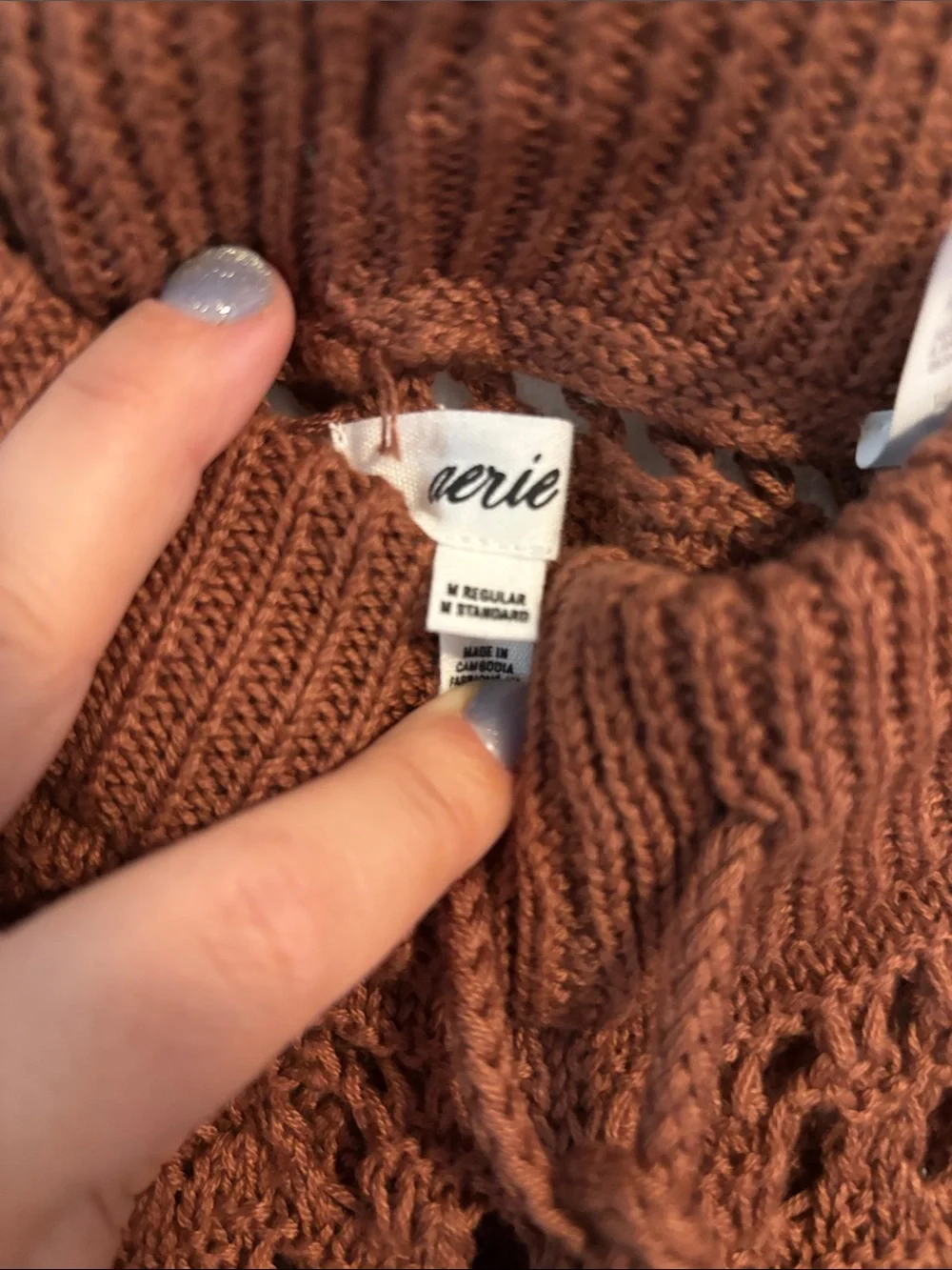 aerie Crochet Wide-Leg pants in Rust Brown